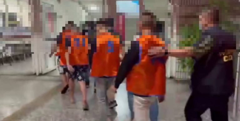 中市警霧峰分局昨日將大里停車場青少年聚集吸毒犯嫌全數查緝到案移送偵辦。(記者林㤈輝翻攝)