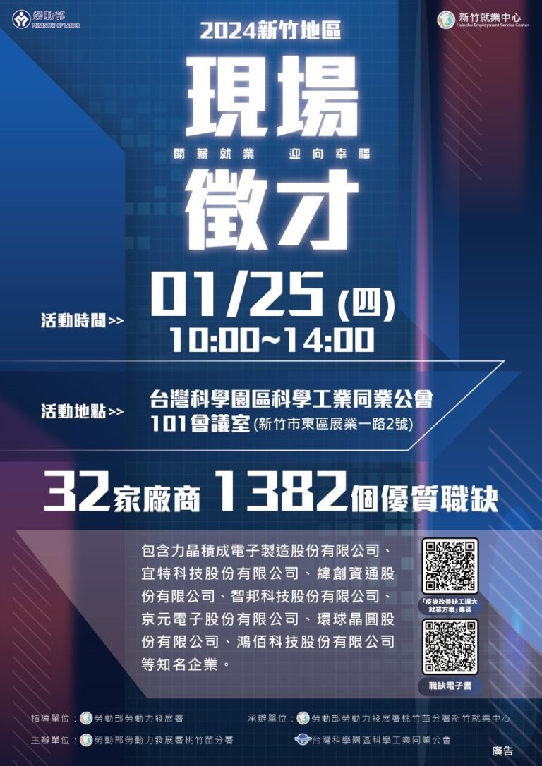 徵才活動詳細資訊。（圖/新竹市政府提供）