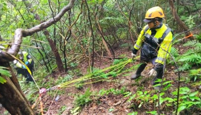 瑞芳警消入山區搜救。（記者徐煜勝翻攝）
