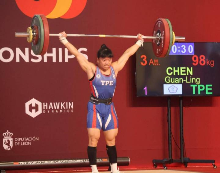 新竹縣舉重好手陳冠伶在世青賽，勇奪3金創輝煌記錄。（圖/記者黃溎芬翻攝）
