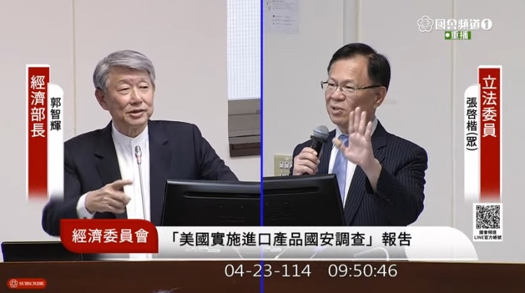 張啓楷指出，國內企業對外投資若金額超過15億元，應於投資前向中央主管機關申請核准，否則即違反法令。(圖／國會頻道)