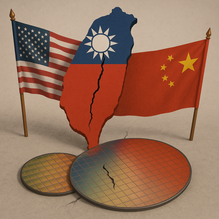 台灣半導體產業在美國和中國角力下可能流失競爭力。(圖片為AI生成)