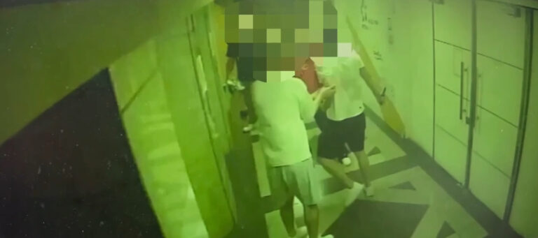 酒店監視器拍下雙方爭執畫面。（記者徐煜勝翻攝）
