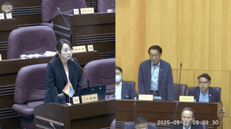 桃園市議員王珮毓（左）、桃園市交通局長張新福（右）。（圖／桃園市議會直播）