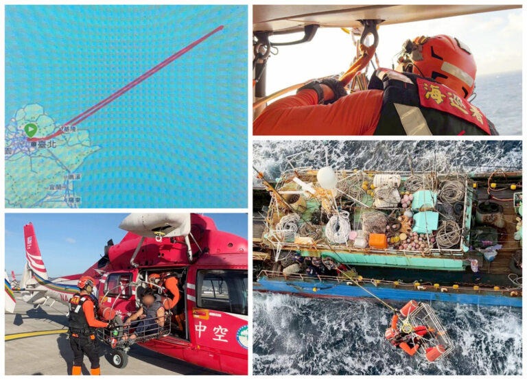 海巡空勤吊掛成功救援越南籍船員。（海巡署提供）